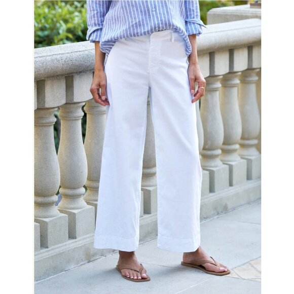 Frank & Eileen Wexford Wide Leg Pants Linen Blend White Size 8 - Picture 1 of 13